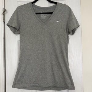 Nike Women's Heather Gray V-Neck Dri-FIT Short Sleeve Tee